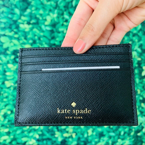 Kate Spade Greta Court Graham Black Glitter Card - Picture 5 of 6